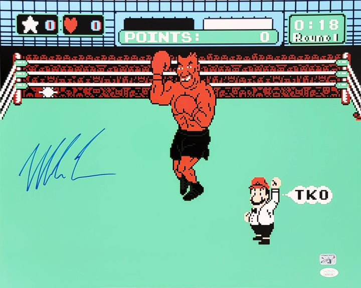 Mike Tyson Autographed Nintendo Punch Out 16x20 Photo Framed JSA NES Controller