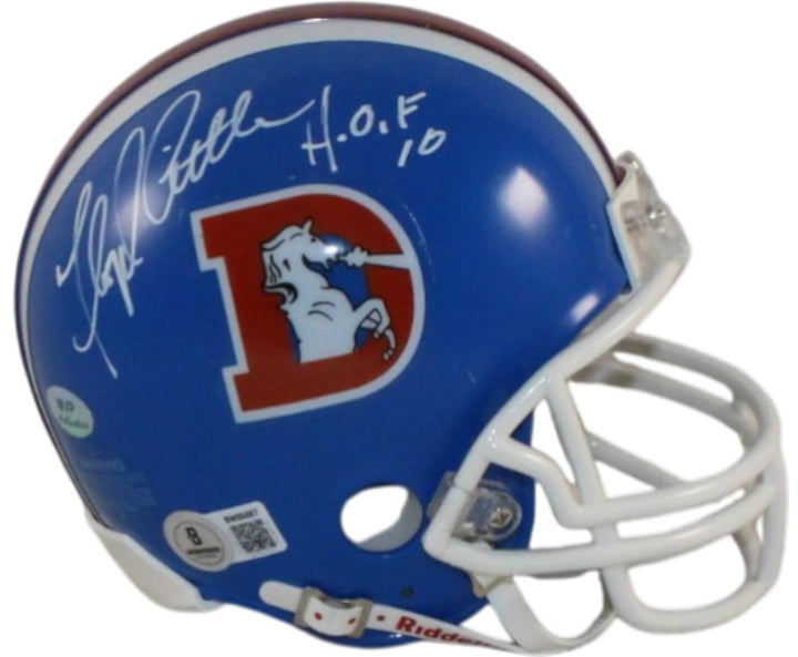 Floyd Little Autographed Denver Broncos VSR4 Mini Helmet HOF Beckett 55383