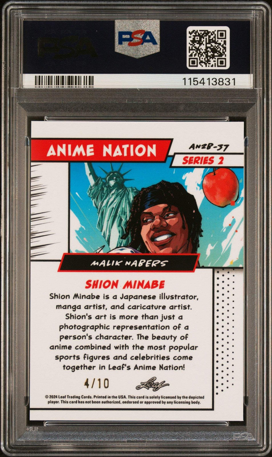 Graded 2024 Leaf Web Exclusives Malik Nabers #37 Anime Pink /10 Card PSA 8