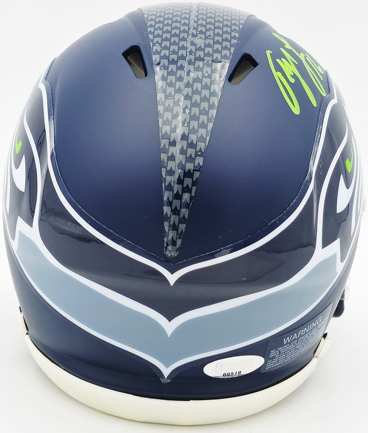 Tyler Lockett Signed Seattle Seahawks Blue Speed Mini Helmet MCS Holo