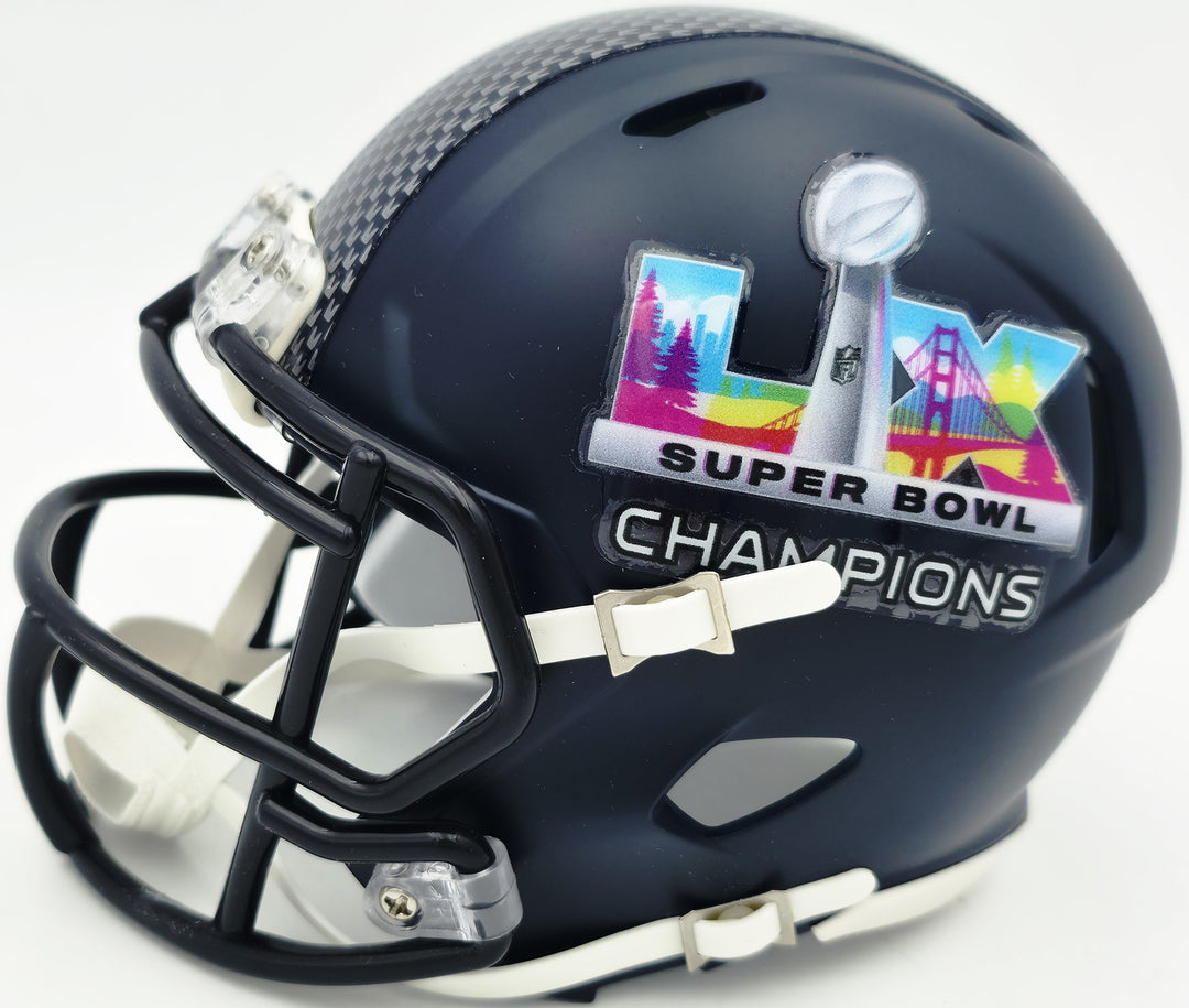 Cooper Kupp Signed Seahawks Blue SB LX Champions Logo Speed Mini Helmet