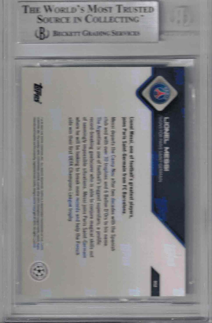 Lionel Messi Autographed PSG Topps Now 2021 Trading Card Slab Beckett 39480