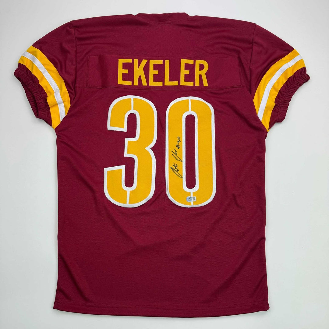 Autographed/Signed Austin Ekeler Washington Burgundy Jersey BAS COA