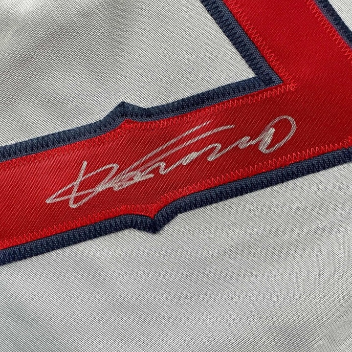 Framed Autographed/Signed Vladimir Vlad 33x42 Guerrero LA Grey Jersey COA