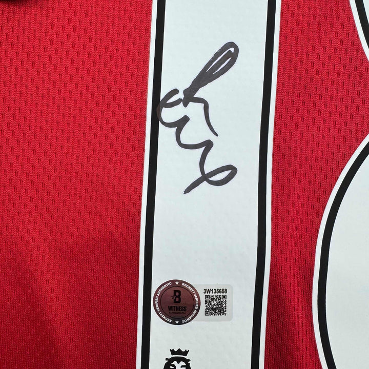 Autographed/Signed Paul Scholes Manchester United Red Jersey Beckett BAS COA