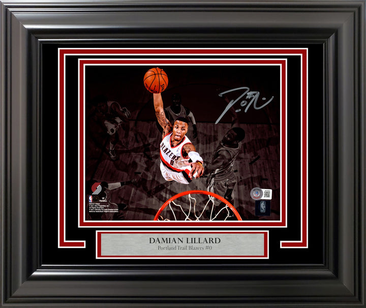 Damian Lillard Signed 8x10 Portland Trail Blazers Spotlight Dunk BAS Witness