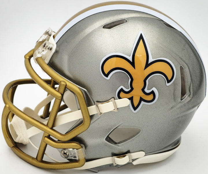 Alvin Kamara Signed New Orleans Saints Flash Gray Speed Mini Helmet Beckett Wit