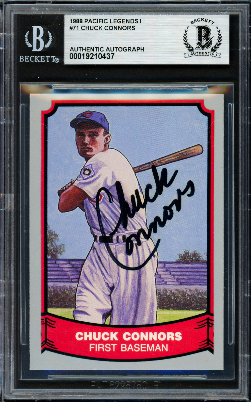 Chuck Connors Signed 1988 Pacific Baseball Legends Card 71 Chicago Cubs Beckett