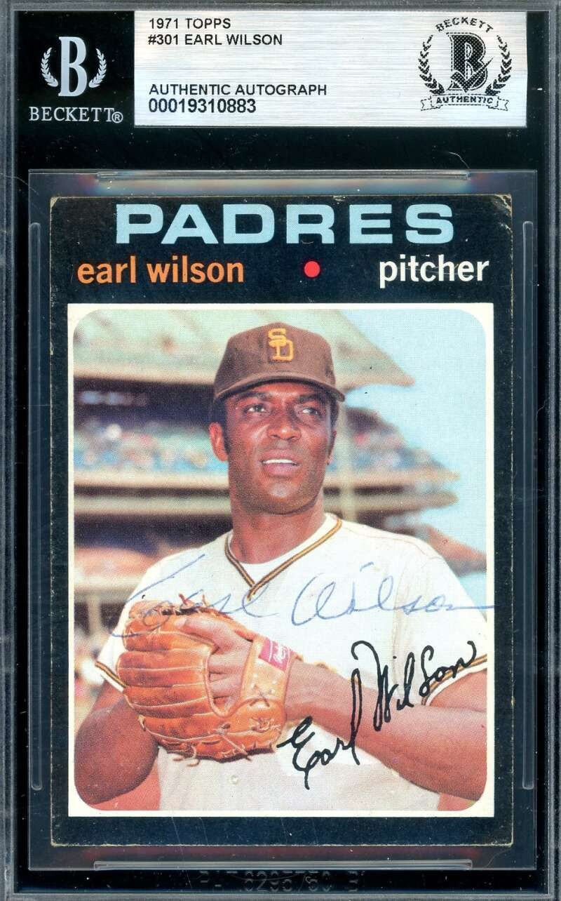 Earl Wilson Beckett BAS Signed 1971 Topps Autograph