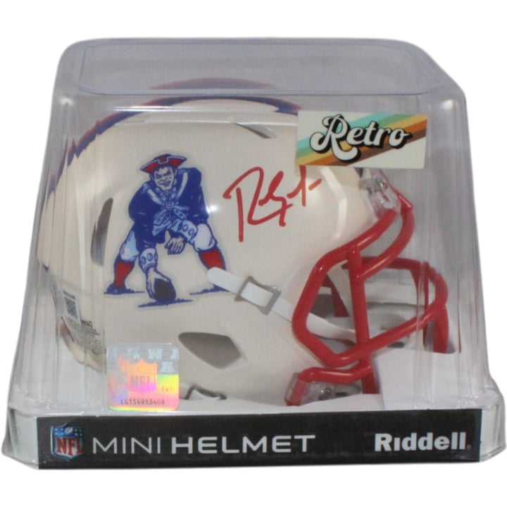Randy Moss Autographed New England Patriots Retro Mini Helmet Beckett 56319