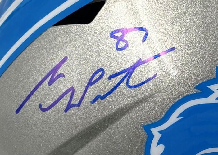 Sam LaPorta Signed Detroit Lions Full Size Speed Replica Helmet BAS w/ Case