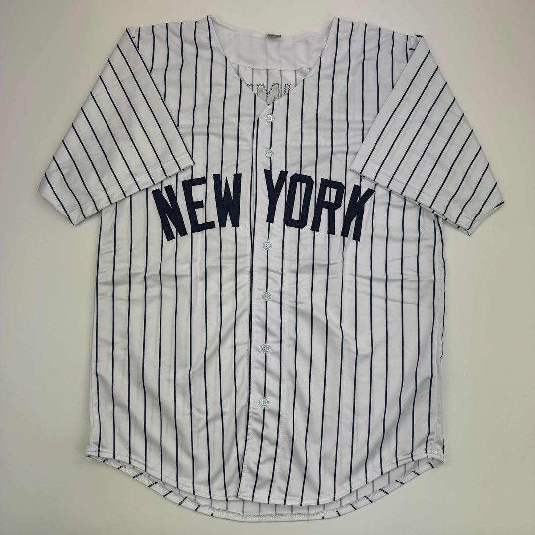 Autographed/Signed Clarke Schmidt New York Pinstripe Jersey BAS COA