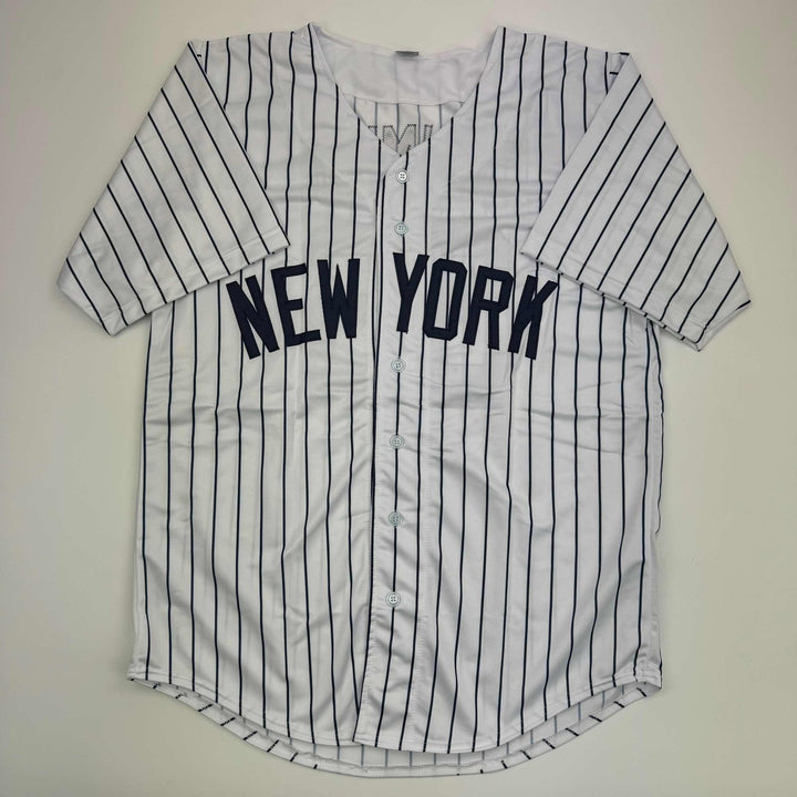 Autographed/Signed Clarke Schmidt New York Pinstripe Jersey BAS COA