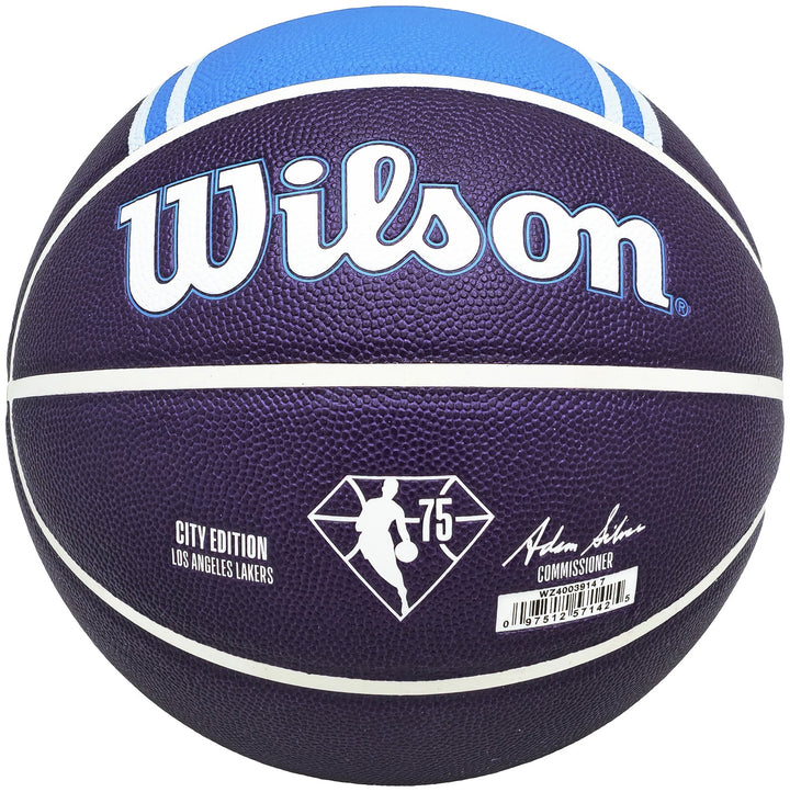 Shaquille O'Neal Signed Purple City Edition Basketball Lakers Beckett Witness