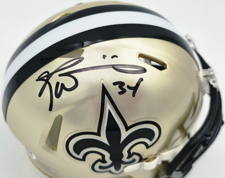 Ricky Williams Signed New Orleans Saints Gold Speed Mini Helmet JSA