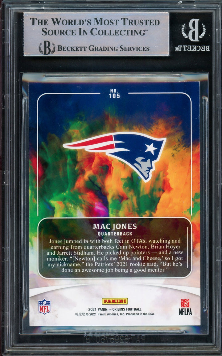 Mac Jones Signed 2021 Panini Origins RC 105B Patriots Beckett #15298153