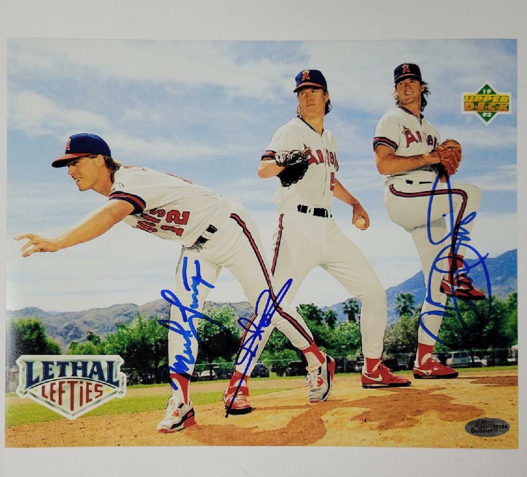 Langston Finley Abbott signed Angels 8x10 Photo Lethal Lefties ~ OC Dugout Holo