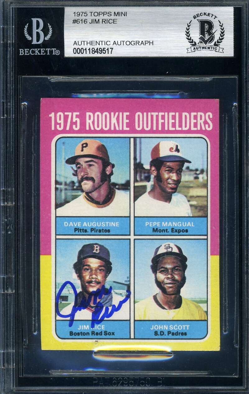 Jim Rice Beckett Signed 1975 Topps Mini Rookie Autograph
