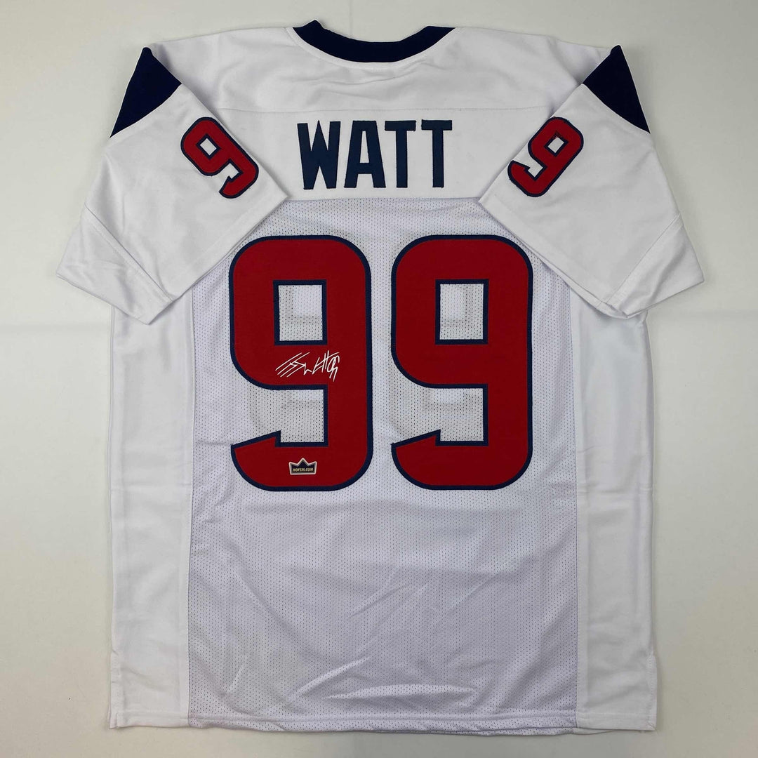 Facsimile Autographed JJ J.J. Watt Houston White Reprint Jersey Size Men's XL