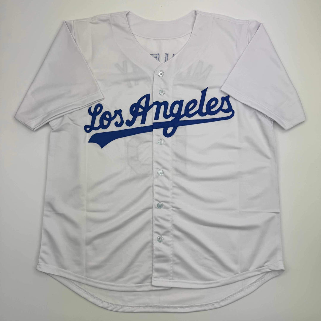 Autographed/Signed Rick Monday Los Angeles LA White Baseball Jersey Beckett COA