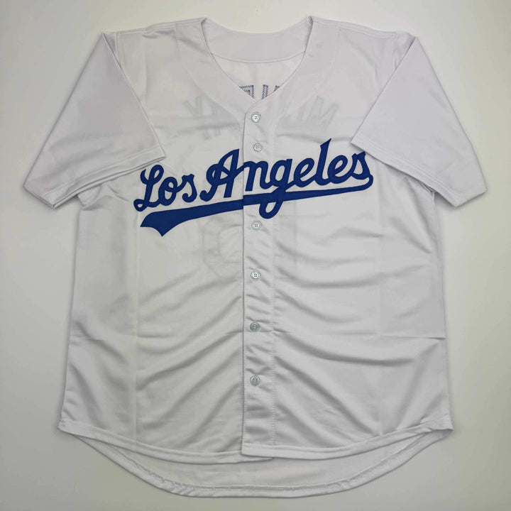 Autographed/Signed Rick Monday Los Angeles LA White Baseball Jersey Beckett COA