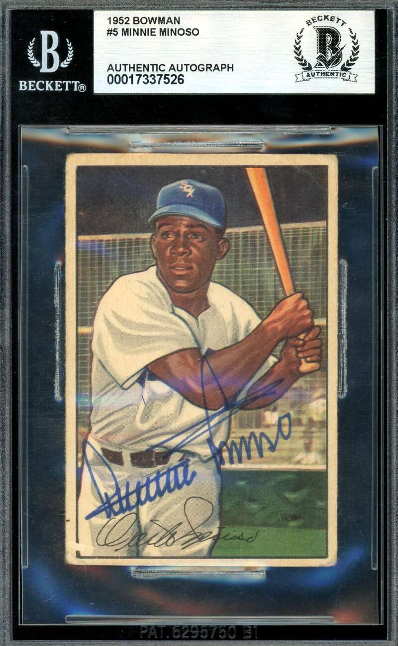 Minnie Minoso Beckett BAS Signed 1952 Bowman Rookie Autograph