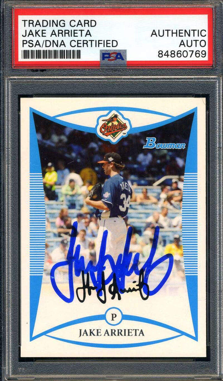 Jake Arrieta PSA DNA Coa Signed 2008 Bowman Rookie Autograph
