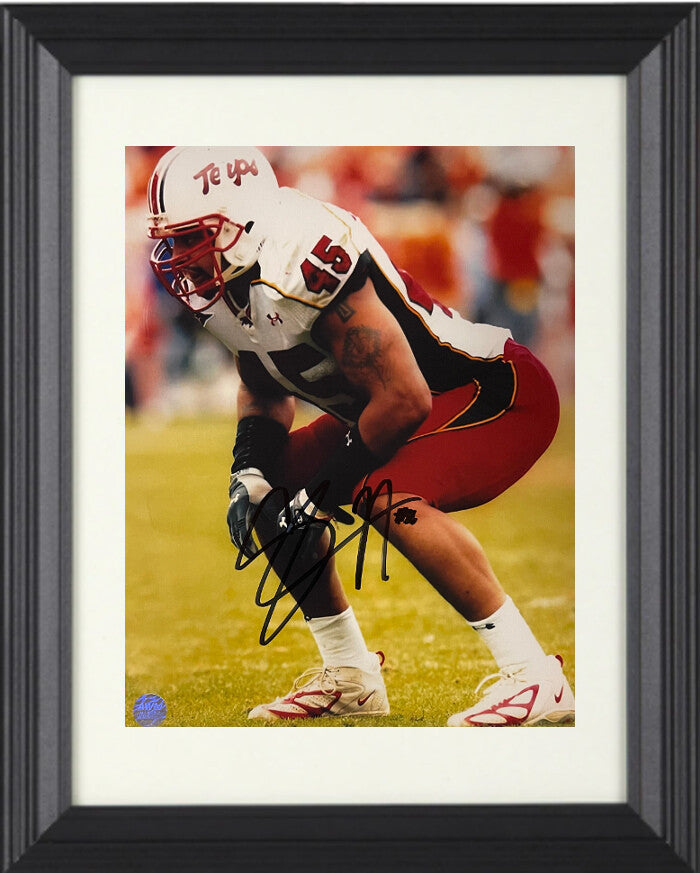 Shawne Merriman signed Maryland Terrapins 8X10 Photo Framed #45- AWM Hologram