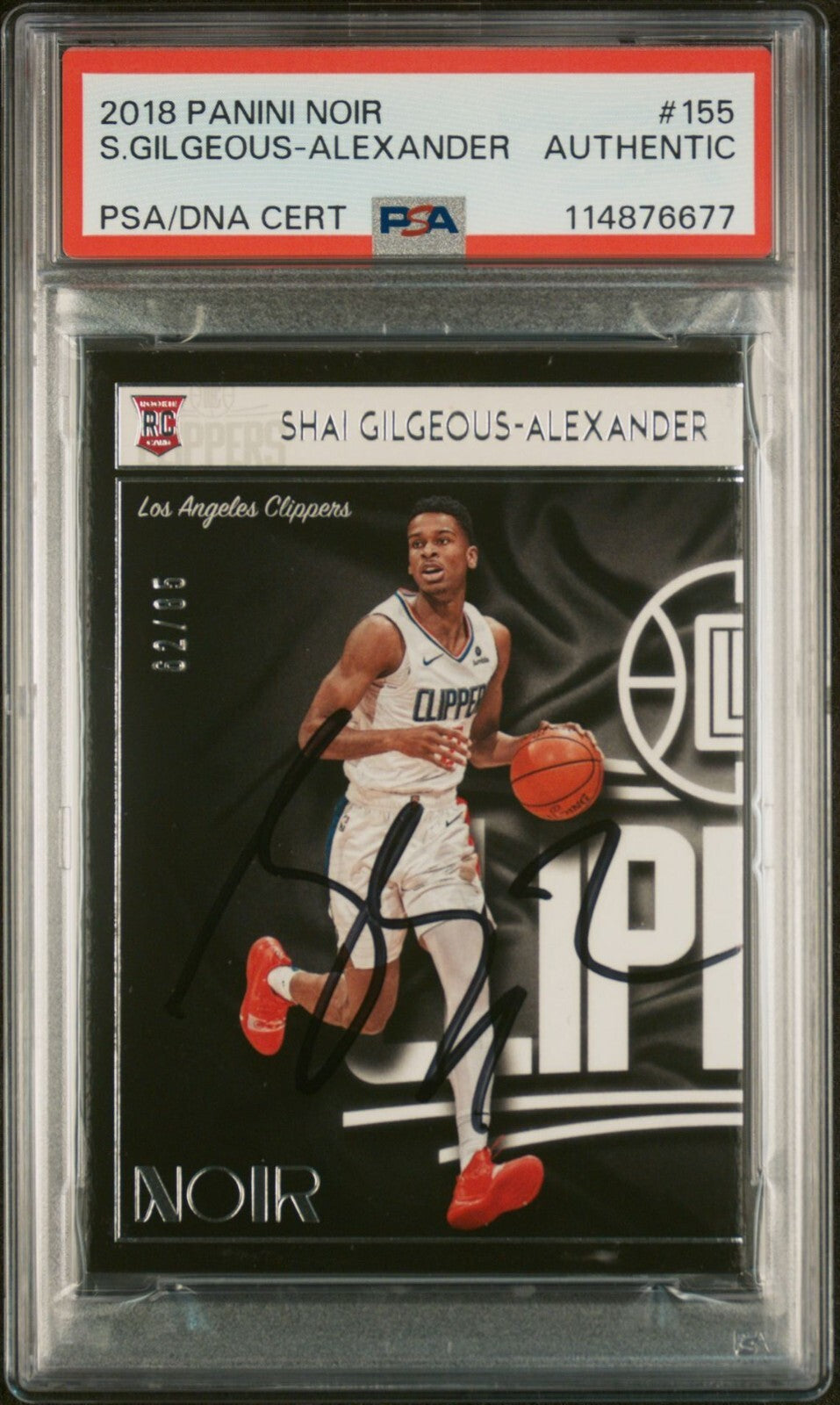 SHAI GILGEOUS-ALEXANDER SIGNED 2018 PANINI NOIR ROOKIE AUTO RC THUNDER SET PSA