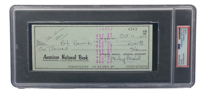 Stan Musial St. Louis Cardinals Signed  Bank Check PSA/DNA 85025569