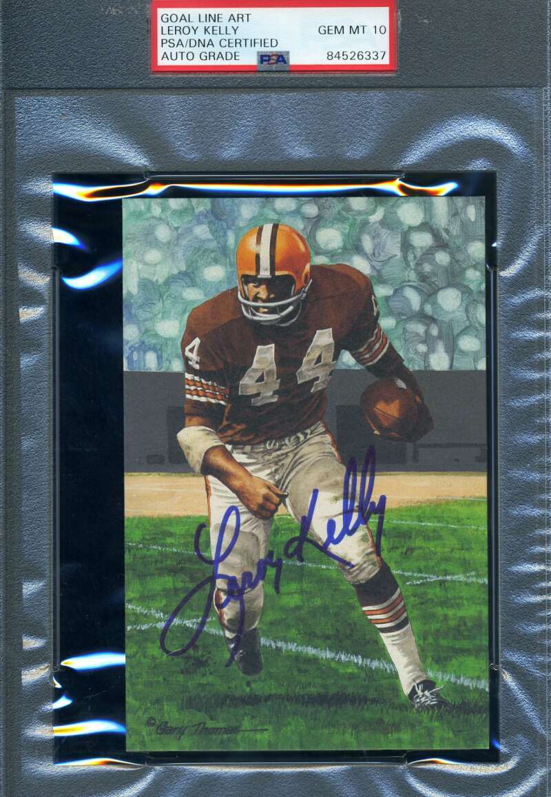 Leroy Kelly Gem Mint 10 PSA DNA Signed Goal Line Art Card GLAC 1 Autograph