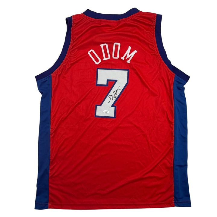 Autographed/Signed Lamar Odom Los Angeles Red Basketball Jersey JSA COA