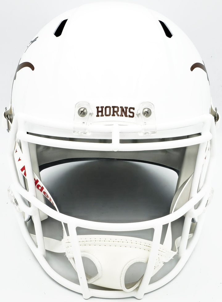 Earl Campbell Auto Texas Longhorns White Full Size Rep Speed 2021 Helmet Beckett