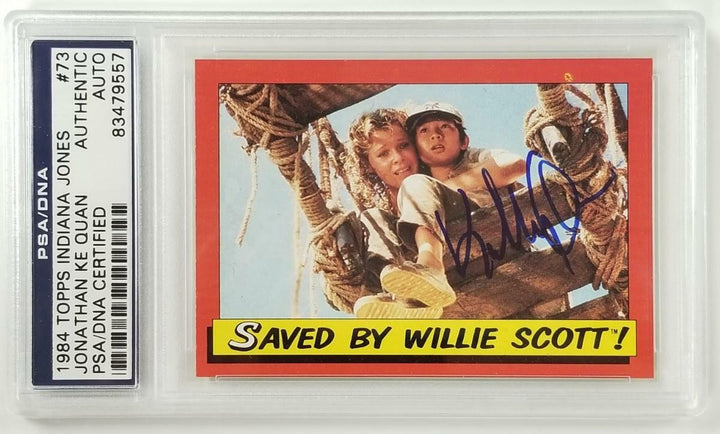 Jonathan Ke Quan signed 1984 Topps Indiana Jones #73 Saved By Willie Card ~ PSA