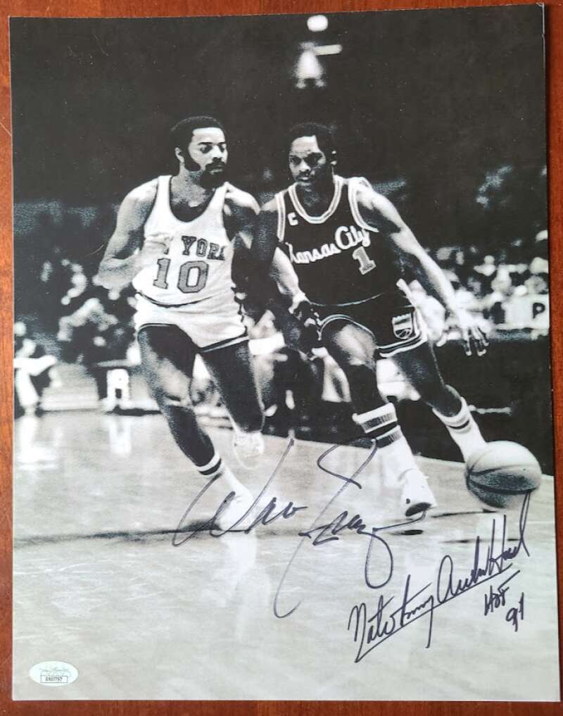 Walt Frazier Nate Archibald JSA Coa Signed 11x14 Photograph Autograph
