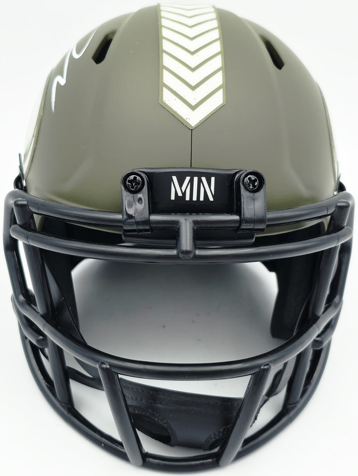 Jordan Addison Auto Vikings Army Salute To Service Speed Mini Helmet Beckett