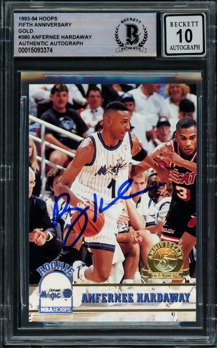 Anfernee Hardaway Auto Signed 1993-94 Hoops Gold RC 380 Magic Auto GM 10 Beckett