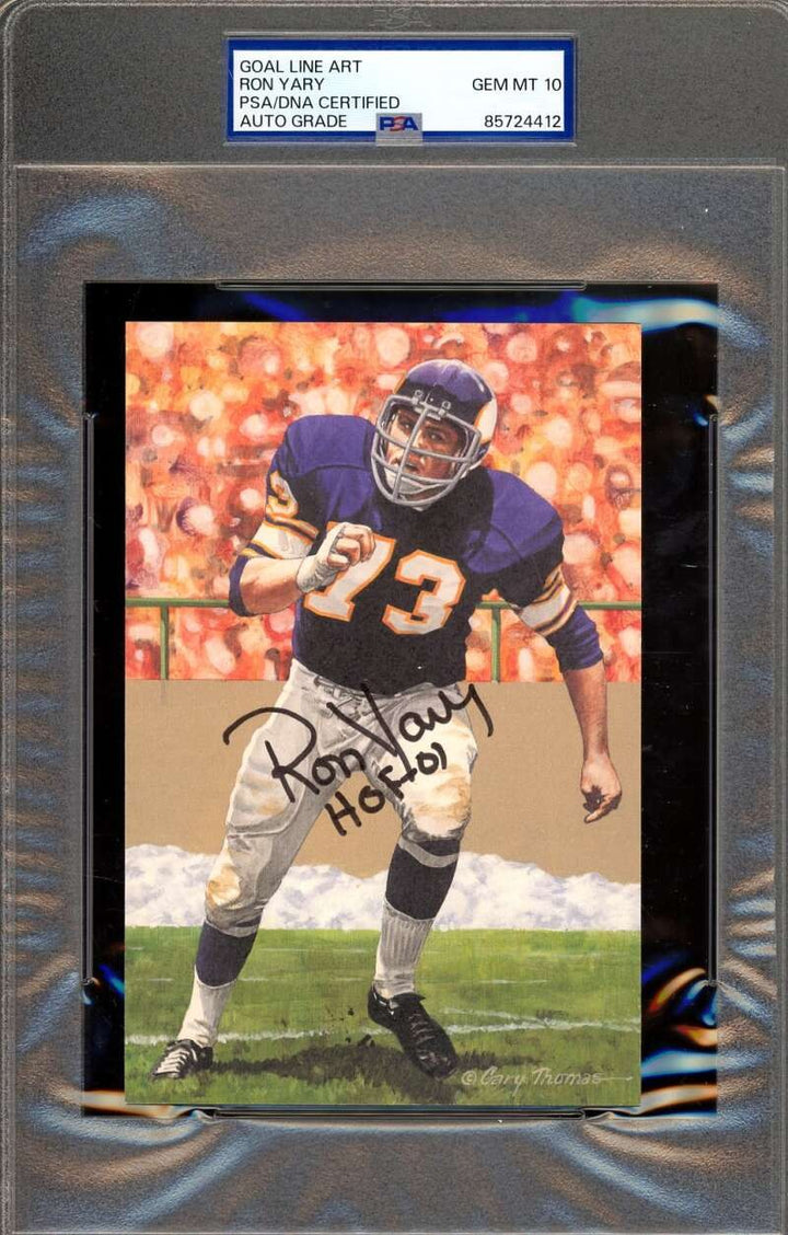 Ron Yary Gem Mint 10 PSA DNA Coa Signed Goal Line Art Card GLAC Autograph HOF 01