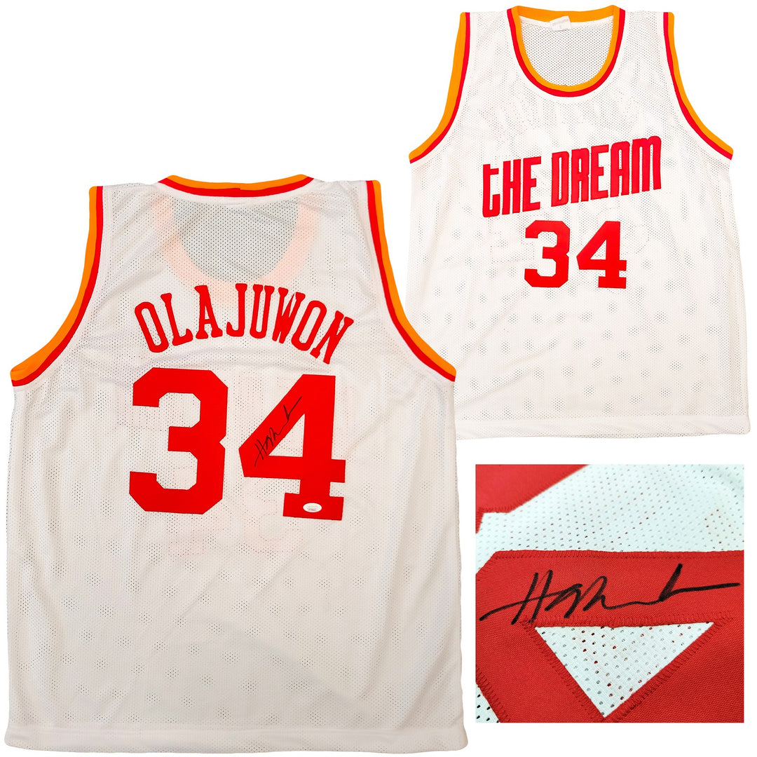 Houston Rockets Hakeem Olajuwon Signed White Jersey The Dream JSA
