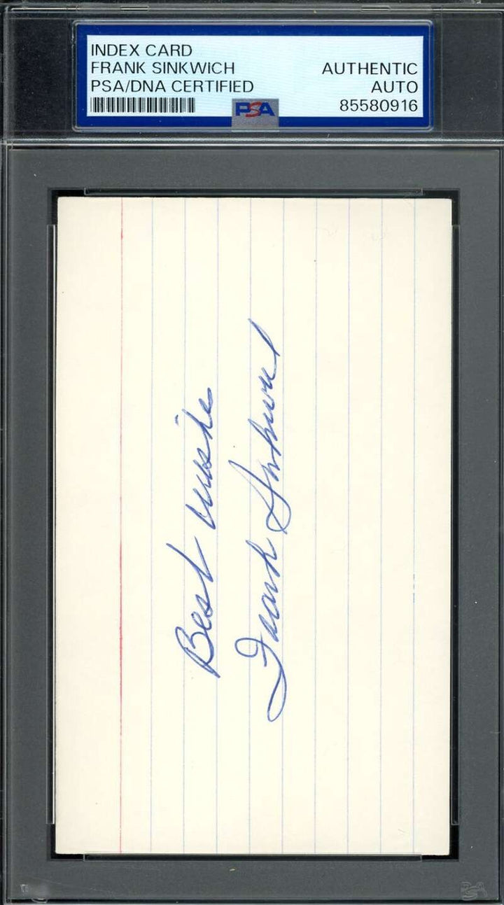 Frank Sinkwich PSA DNA Signed 3x5 Index Card Georgia 1942 Heisman Autograph