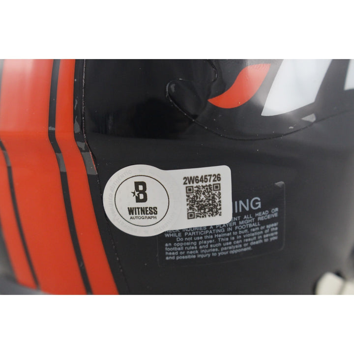Shannon Sharpe Autographed Denver Broncos TB Mini Helmet Beckett Witness 50802