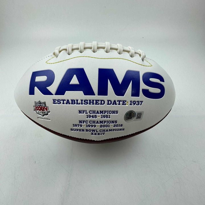 Autographed/Signed Aaron Donald Rams Full Size White Panel Logo BAS COA