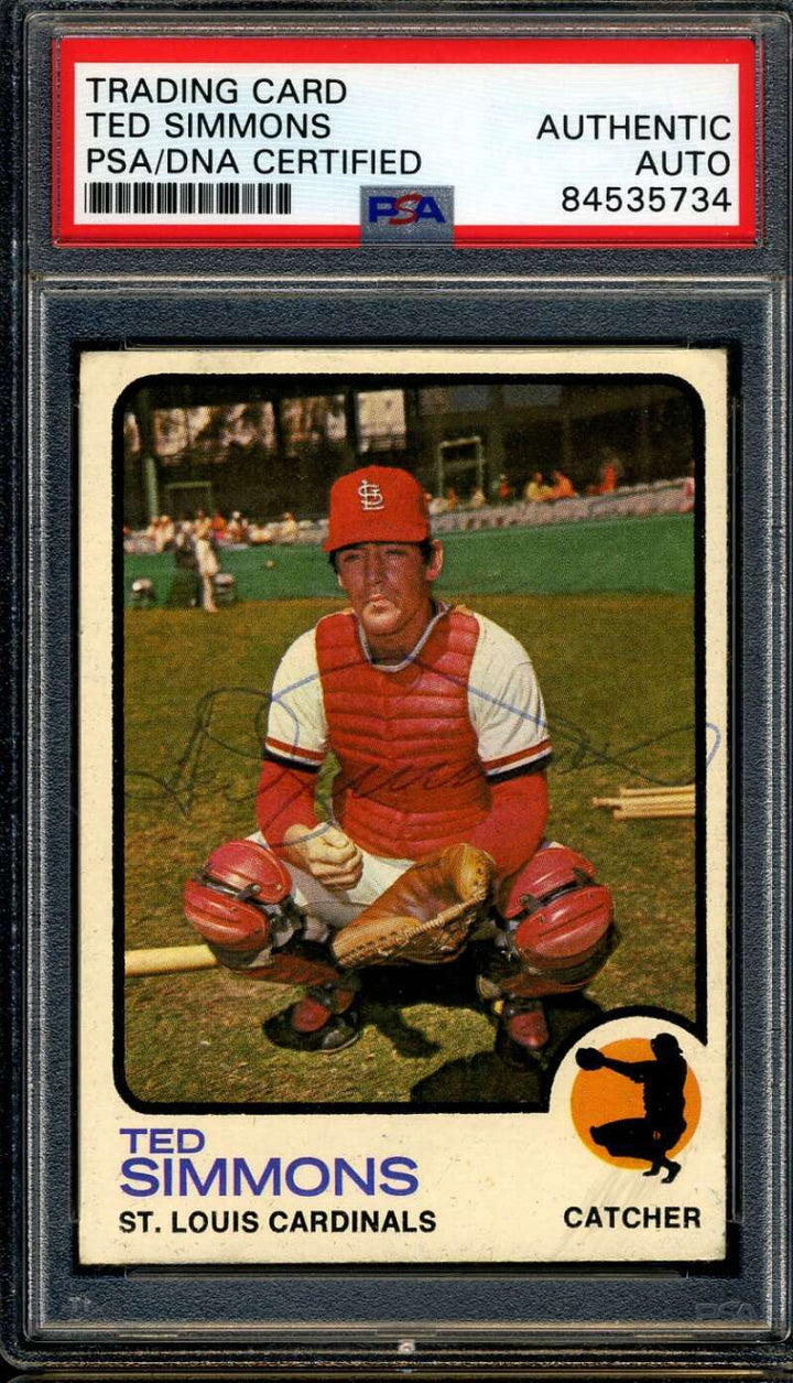 Ted Simmons PSA DNA Vintage Signed 1973 Topps Autograph