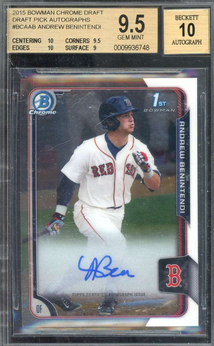 Andrew Benintendi Gem Mint 10 Beckett BAS Signed 2015 Bowman Chrome Draft Pick R