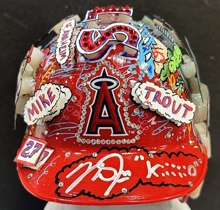 Mike Trout Signed Fazzino 3D Pop Art Angels Mini Helmet Kiiiiid /27 Auto MLB COA