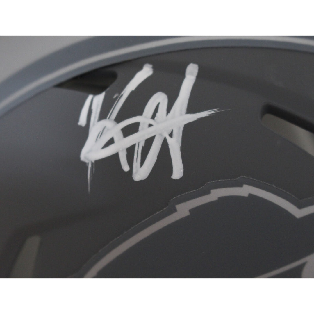 Keon Coleman Autographed/Signed Buffalo Bills Slate Mini Helmet Beckett 48625
