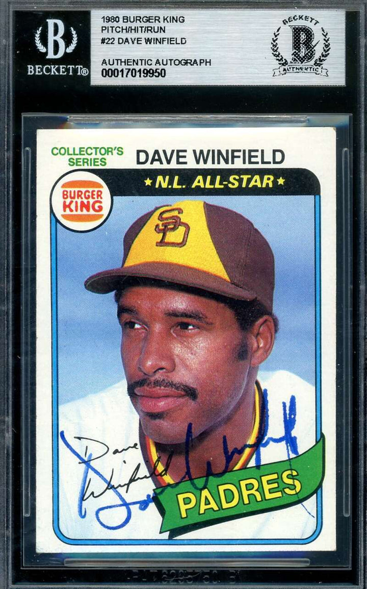 Dave Winfield Beckett BAS Signed 1980 Topps Burger King Autograph