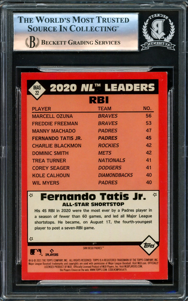 Fernando Tatis Jr. Signed 2021 Topps 35th Anniversary Card #86AS-22 San Diego