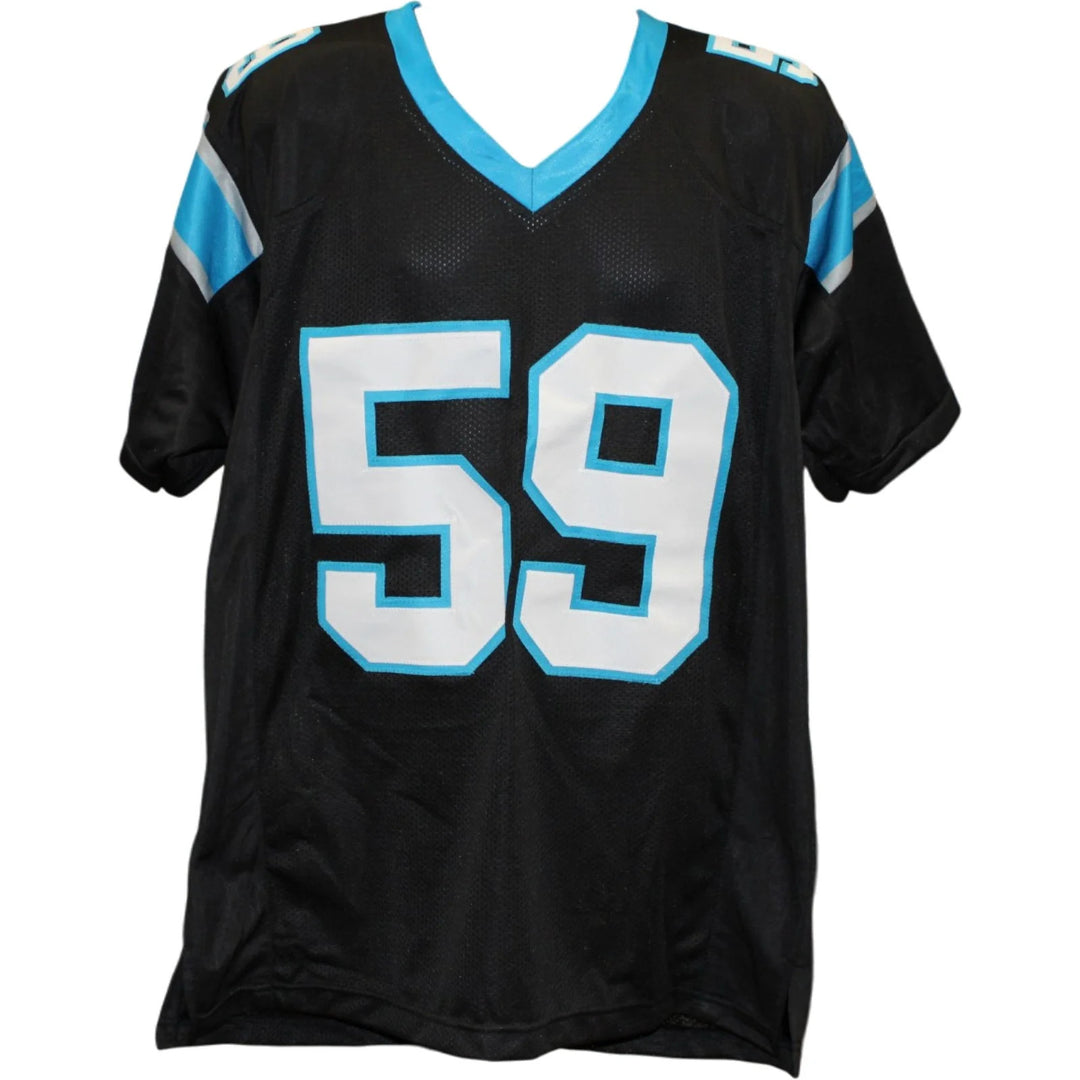 Luke Kuechly Autographed Pro Style Sz XL Jersey Black HOF Beckett Witness 58504