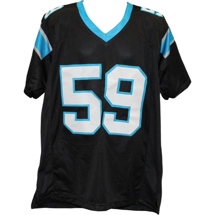 Luke Kuechly Autographed Pro Style Sz XL Jersey Black HOF Beckett Witness 58504
